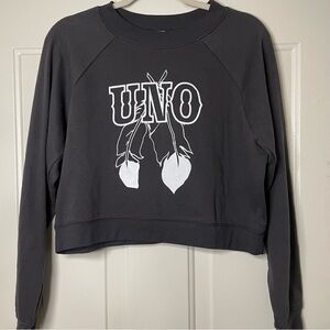 Up North Outlaws Crop Top Sweatshirt Women's M Gray Feathers Super Soft